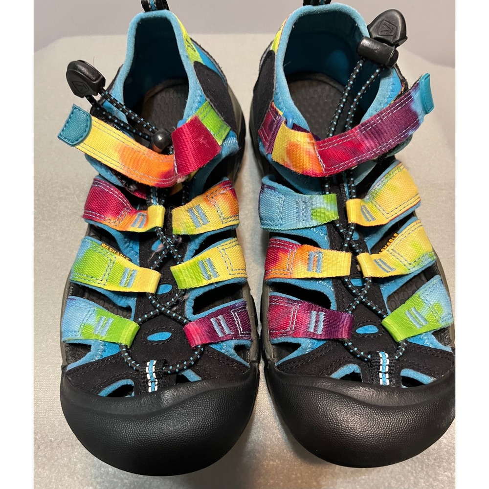 KEEN‎ Kids' sz 3 Water Sandals Rainbow Multi Strap Adjustable Bungee Closure